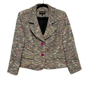 Gallant Preppy French Girl Silk Tweed Blazer Jacket Womens‎ Sz 12 Power Dressing